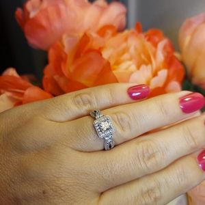 Diamonique Vintage Inspired Princess Cut Ring